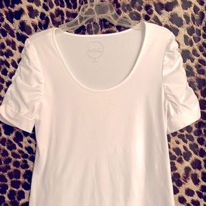 INC Scoop Neck Ruched Short Sleeve Top